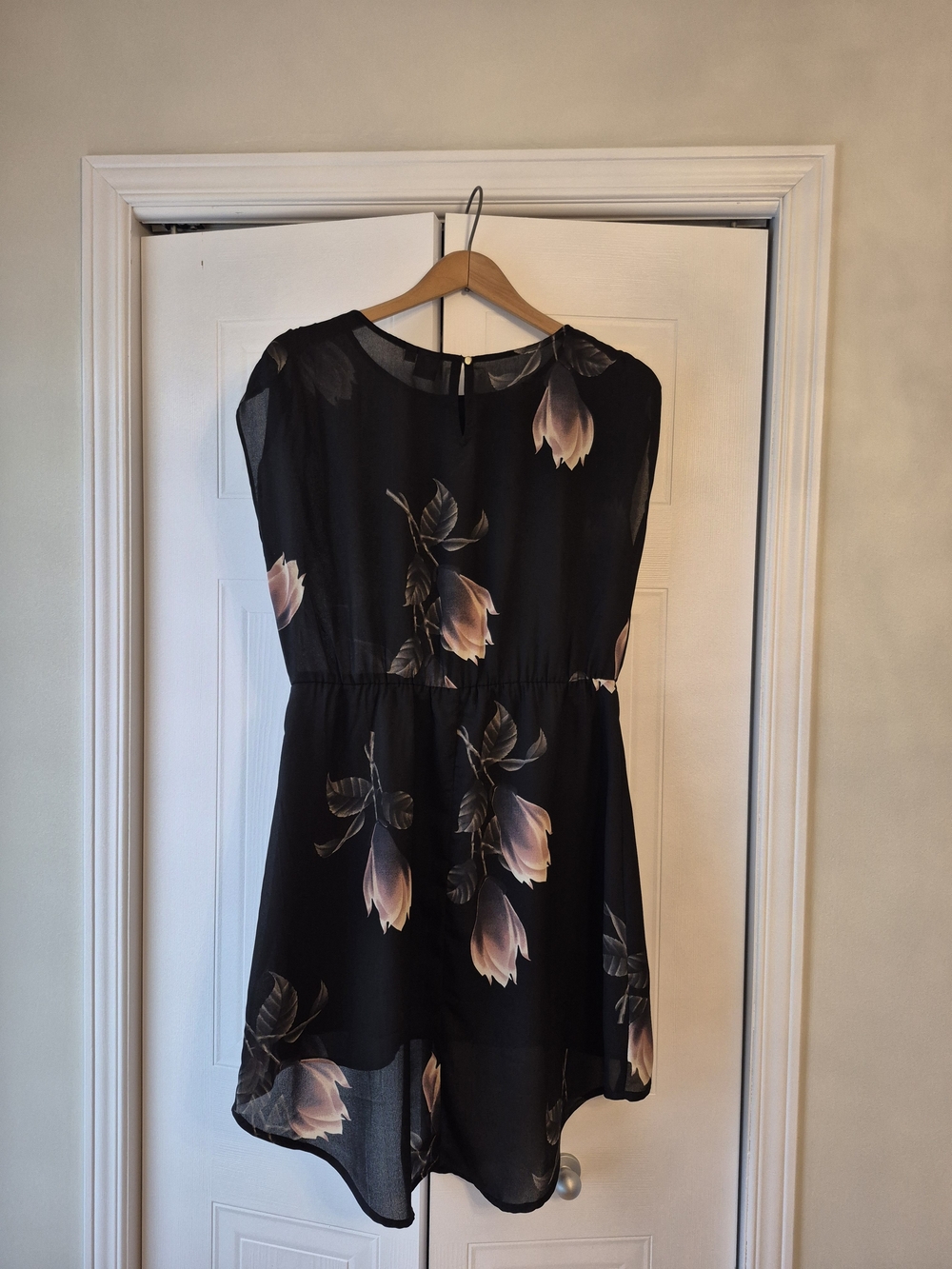 twik Black High-Low Dress with Soft Pink Floral Print - Picture 3 of 3